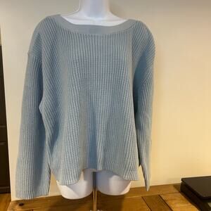 QUINCE NWT Sz XL Women’s Oversized Boat Neck Organic Cotton Coastal Blue Knit